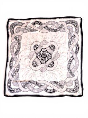 Oscar de la Renta Silky Satin Scarf Butterfly Print in Powder Pink and Black